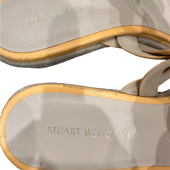 Stuart Weitzman Twist Espadrille Wedge Sandals in Mango Leather Women's 8‎ - Picture 4 of 6